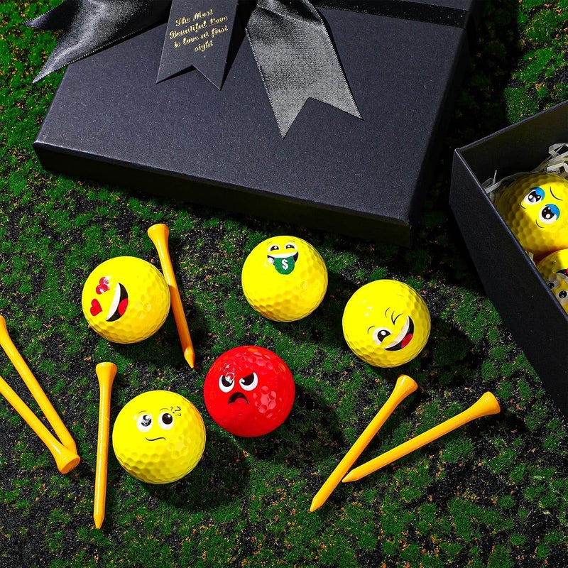 MiniInflat 19 Pcs Funny Golf Balls Set for Kids Adults Includes 12 Emoticon Practice Balls 6 Tees and Gift Box Novelty Golf Accessories for Men Women Birthday - Image 5